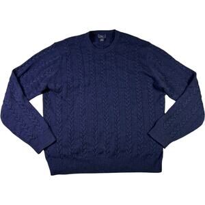 Vintage Brooks Brothers Navy Blue Sweater "346" Wool Men's XL HK made Cable Knit